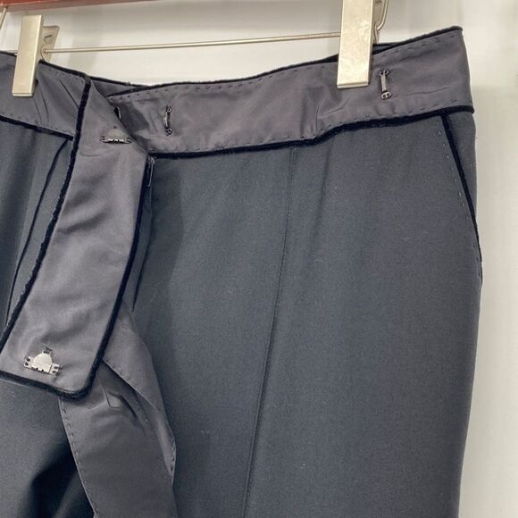 J.Mendel Women's Straight-Leg Front Pleat High-Rise Trousers Pants Black Size 10 - Picture 7 of 14